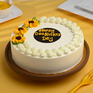 Daughters Day Butterscotch Cake with Sunflowers