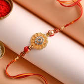 Floral Diamond Rakhi Online in India, golden & silver color