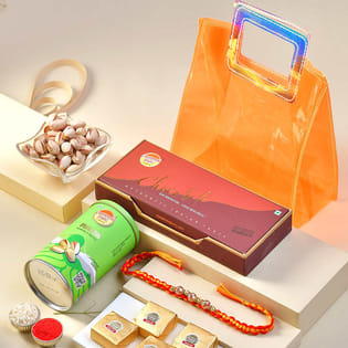 Dazzling Pearl Rakhi N Sweet Savoury Treats Hamper