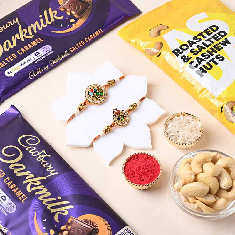 Send Rakhi UK Online with Roasted Nuts And Chocolates