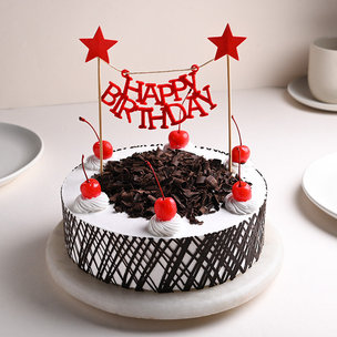 Decadent Black Forest Cake With Birthday Topper