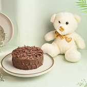 Decadent Chocolate Cake N White Teddy Combo