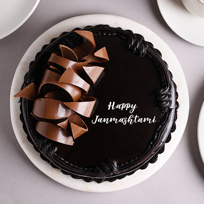 Decadent Happy Janmashtami Truffle Cake