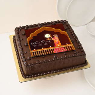 Decadent Karwa Chauth Chocolate Photo Cake