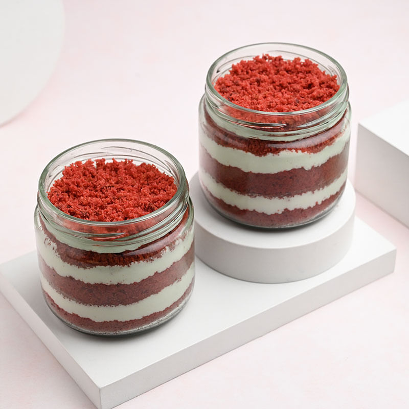 Decadent Red Velvet Jar Cake Duo