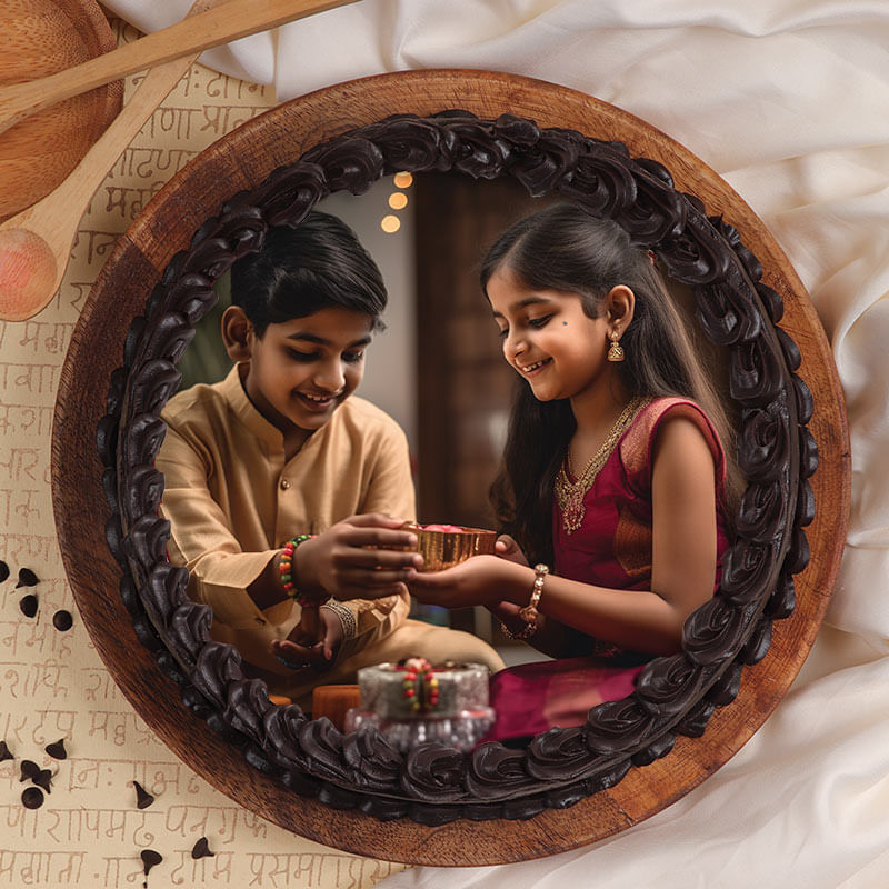 Delightful Bhai Dooj Chocolate Photo Cake