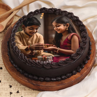 Delightful Bhai Dooj Chocolate Photo Cake
