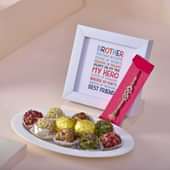 Delightful Bro Rakhi with Frame N Mewa Ladoo