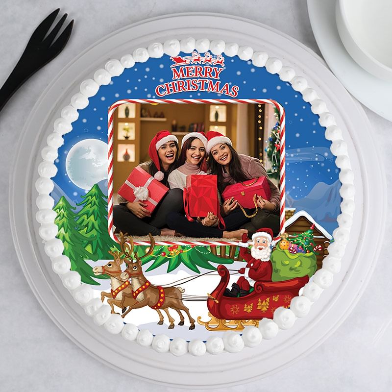 Top View of Delish Xmas Photo Cake