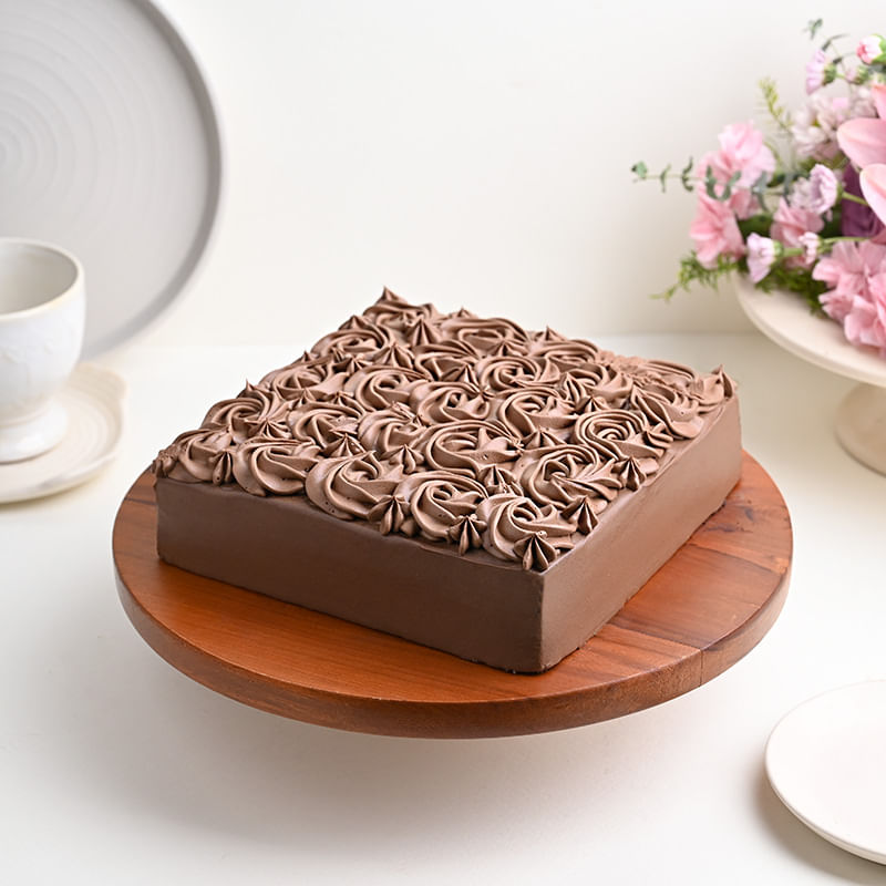 Brown Chocolate Square Shape Cake 