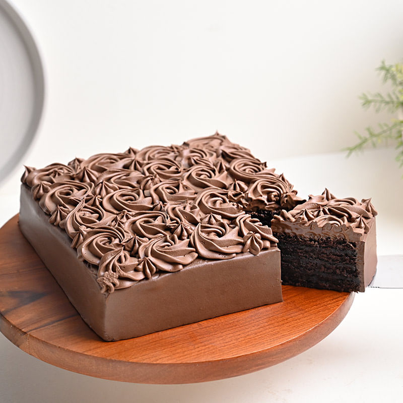 Sliced view of Dense Chocolate Delight Cake