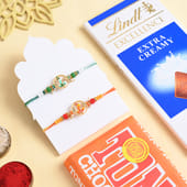 Designer Beaded Rakhi Duo With Chocolate Bars