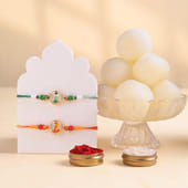 Designer Beaded Rakhi Duo With Rasgulla