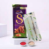 Set of 2 Designer Rakhi with Cadbury Almond Chocolate