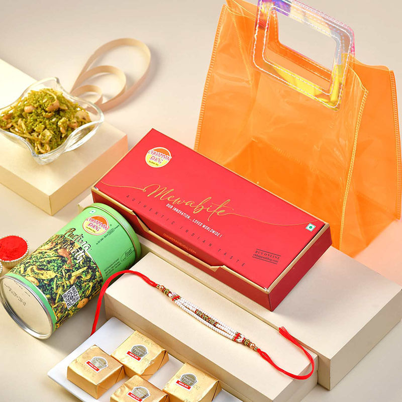 Designer Beads Rakhi N Mewa Dalmoth Hamper