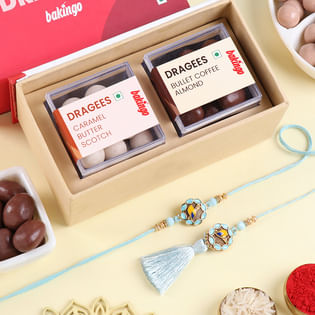 Designer Bhai Bhabhi Rakhis With Chocolate Dragees