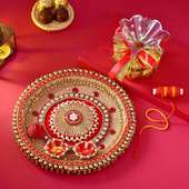Designer Bhai Dooj Pooja Thali N Chocolate Potli Pack
