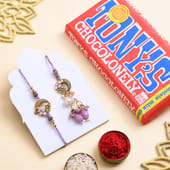 Designer Bhaiya Bhabhi Rakhi Set With Chocolate