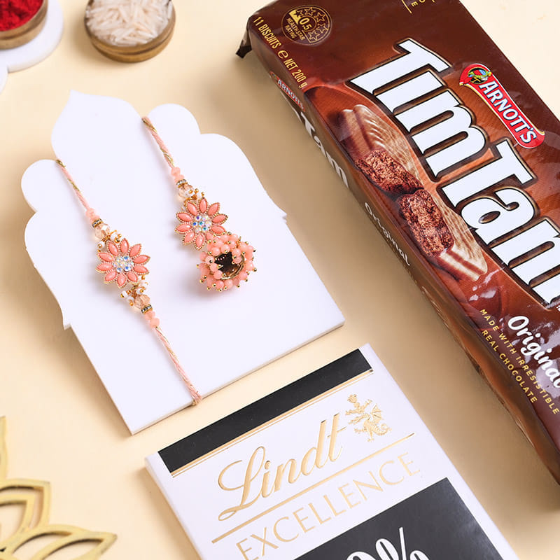 Designer Bhaiya Bhabhi Rakhi With Choco Treats
