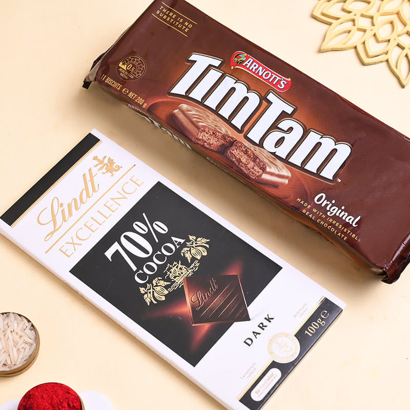 Designer Bhaiya Bhabhi Rakhi With Choco Treats