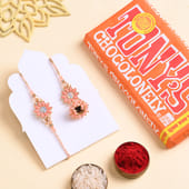 Designer Bhaiya Bhabhi Rakhi With Chocolate Bar