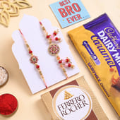 Beaded Bhaiya Bhabhi Rakhis With Chocolates