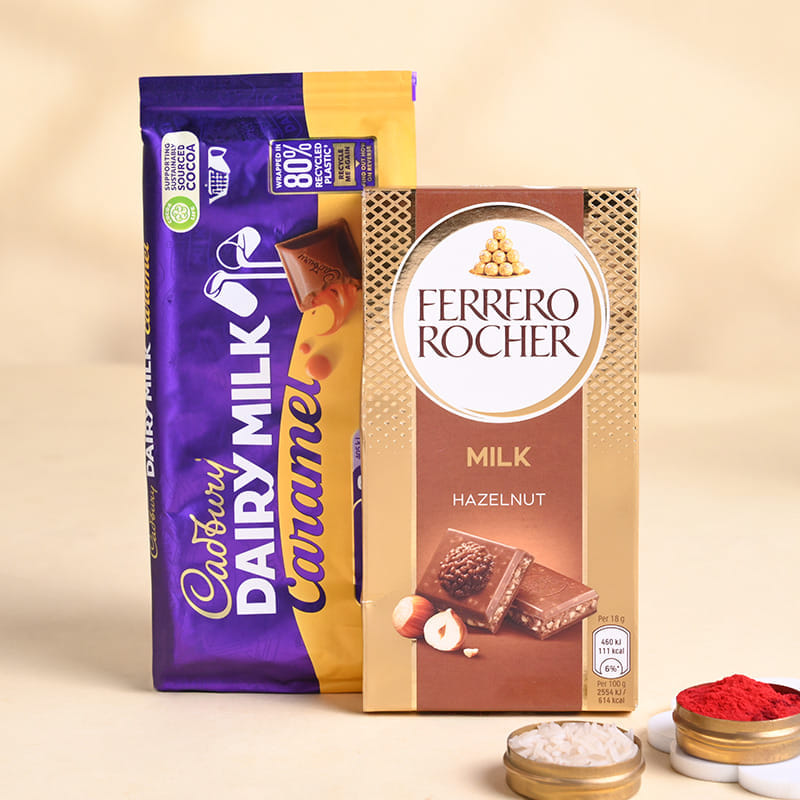 Designer Bhaiya Bhabhi Rakhi With Chocolate Duo