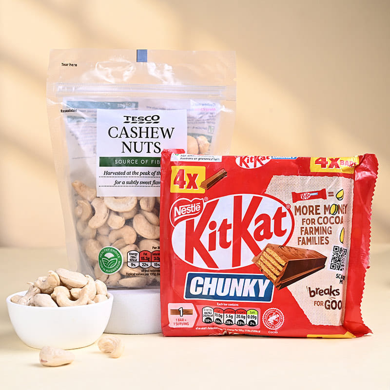 Designer Bhaiya Bhabhi Rakhi With Kitkat N Cashews
