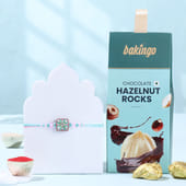 Designer Blue Rakhi N Hazelnut Rocks Combo