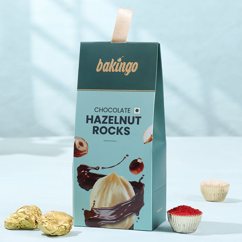 Designer Blue Rakhi N Hazelnut Rocks Combo-Overseas