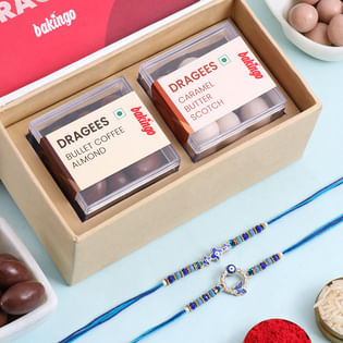 Designer Evil Eye Rakhi Duo With Dragees