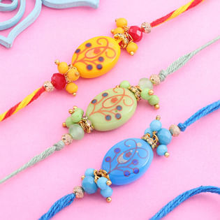 Set of 3 Colorful Designer Floral Rakhi