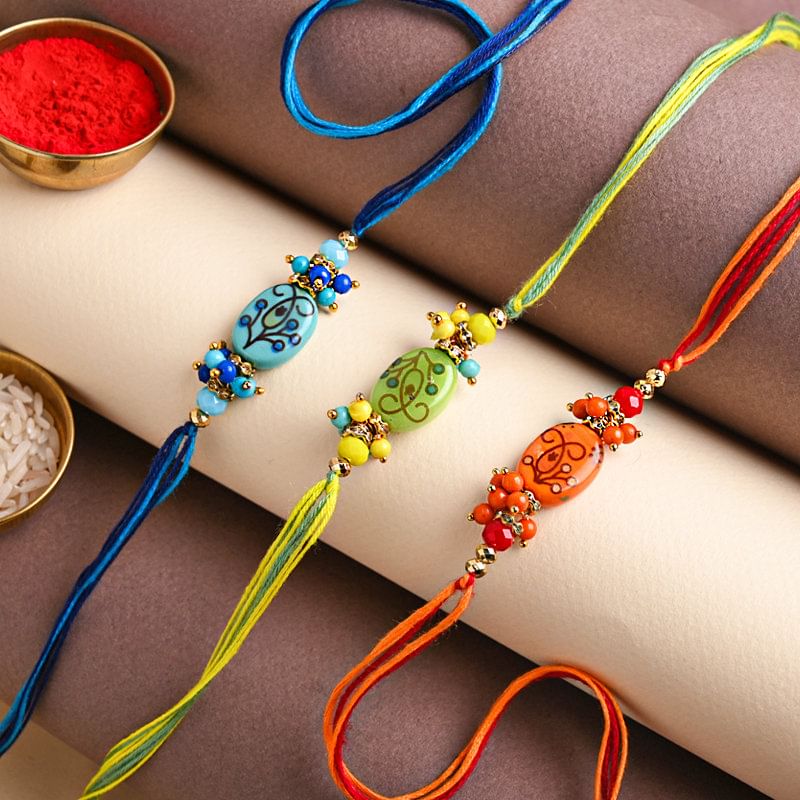 Send Designer Floral Rakhi Set - Ethnic for Brother online