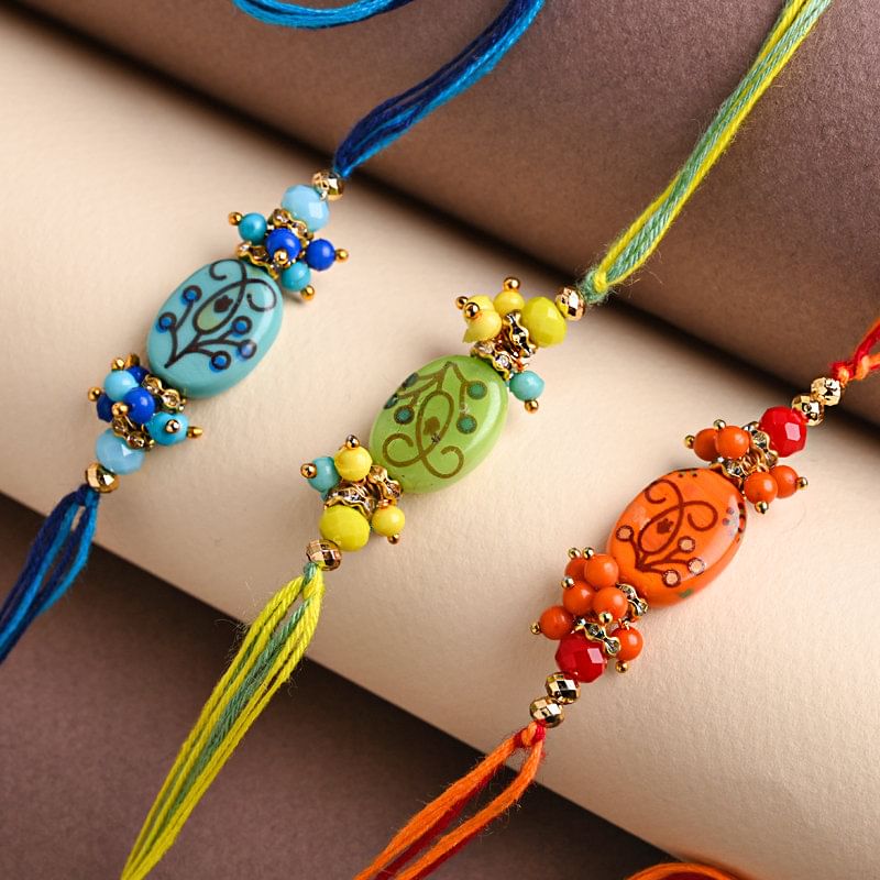Order Ethnic for Brother online - Designer Floral Rakhi Set