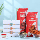 Designer Floral Rakhi Trio With Almonds N Raisins
