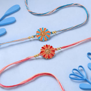 Buy Floral Designer Rakhis with Mewa Bites for Brother to UK