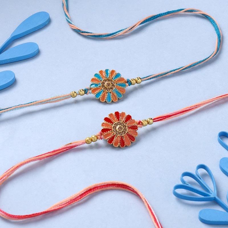 Floral Charm Rakhi Duo