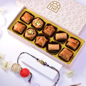 Designer Mor Rakhi With Assorted Baklava