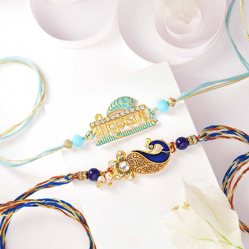Designer Mor Rakhi With Assorted Baklava