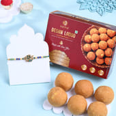 Designer Morpankh Rakhi With Besan Ladoo