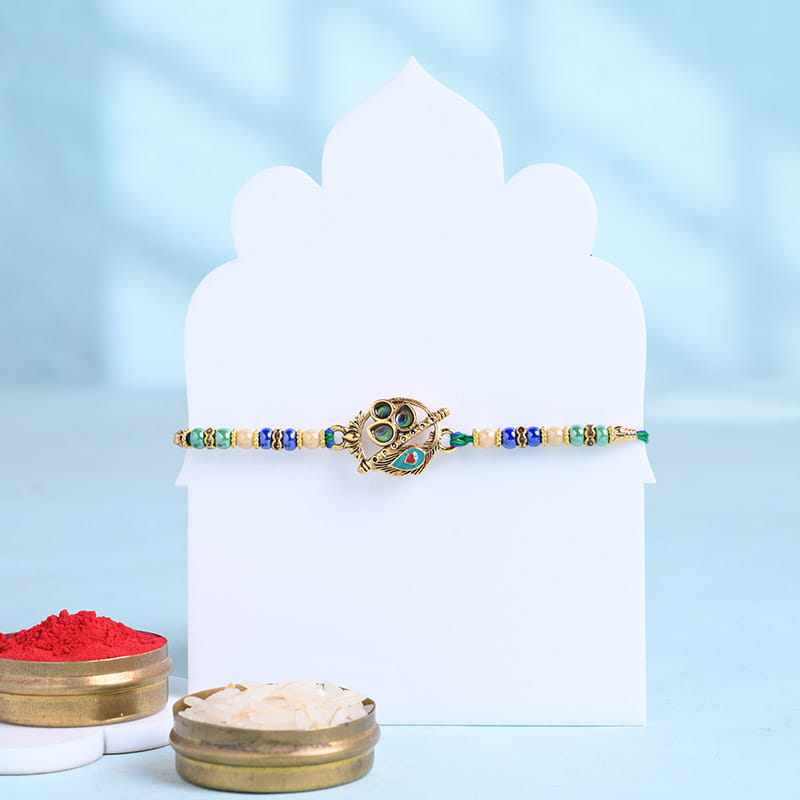 Designer Morpankh Rakhi With Besan Ladoo