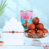 Designer Morpankh Rakhi With Gulab Jamun