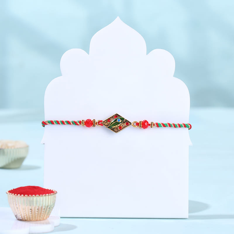 Designer Morpankh Rakhi With Gulab Jamun