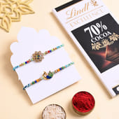 Designer Peacock Rakhi Duo With Chocolate