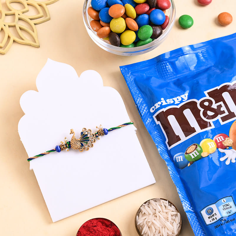 Designer Peacock Rakhi With Choco Treat