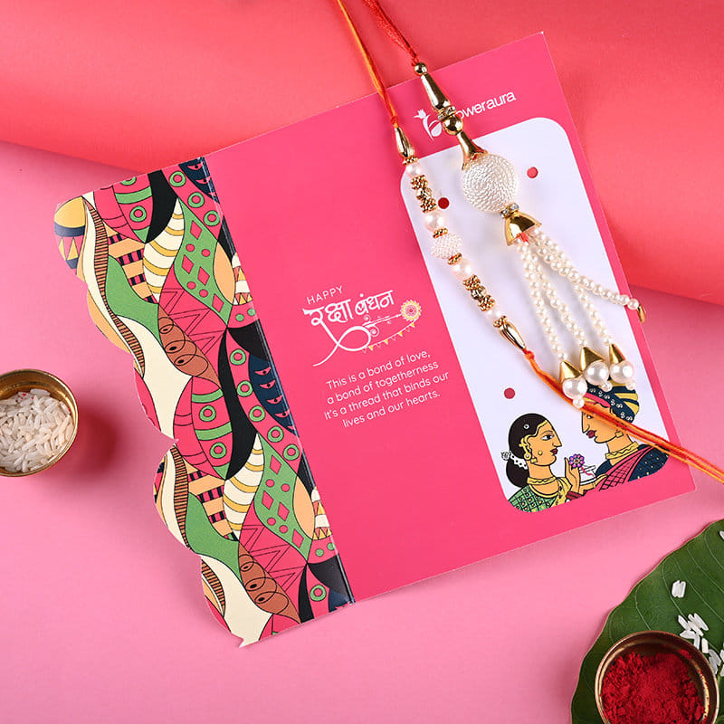 Designer Lumba Rakhi With Chocolates Combos For Brother Online rakhi with card view