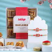 Designer Rakhi Duo With Baklawa Treats