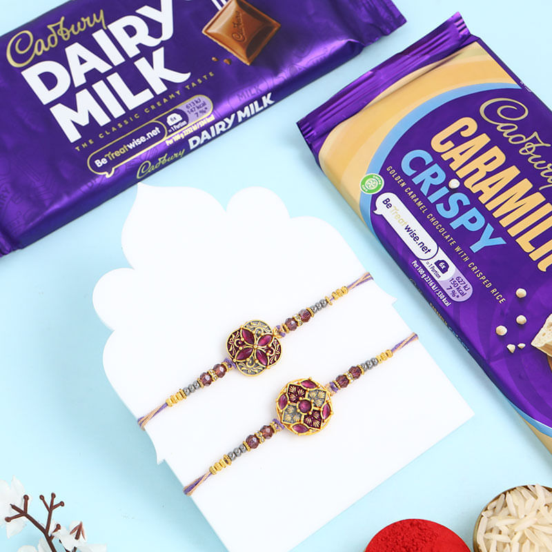 Designer Rakhi Duo With Cadbury Chocolates