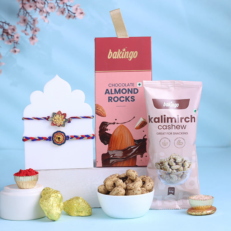 Designer Rakhi Duo With Chocolates N Nuts