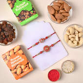 Set of 2 Designer Rakhi With Dry Fruits